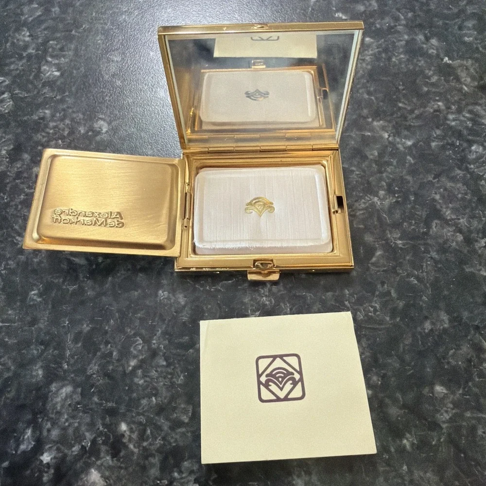 Vintage Alexandra de Markoff gold metal compact Halo of Gold 1980s No Powder